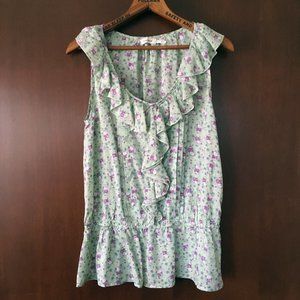 Blue Bird boutique mint peplum ruffle top L (runs small)